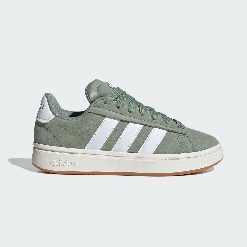 Adidas Grand Court Alpha Silver Green Cloud White Suede Sneakers Sized 8 Womens